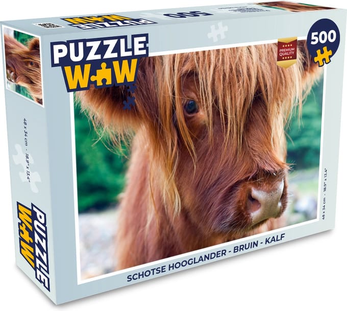 Puzzel Schotse Hooglander - Bruin - Kalf - Legpuzzel - Puzzel 500 stukjes