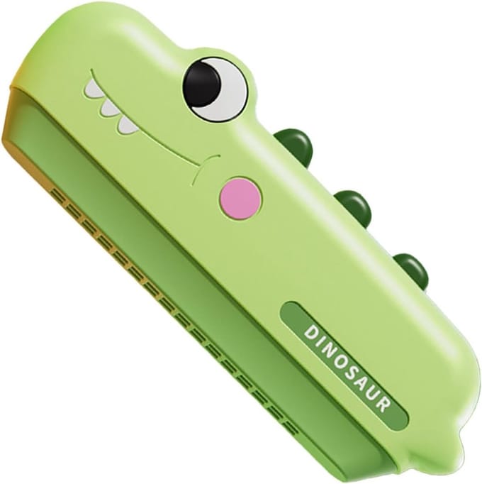 Mondharmonica Kinderen - Muziek Speelgoed - Muziek Leren - Wasbaar Ontwerp - 17 cm Lengte - Dinosaurus