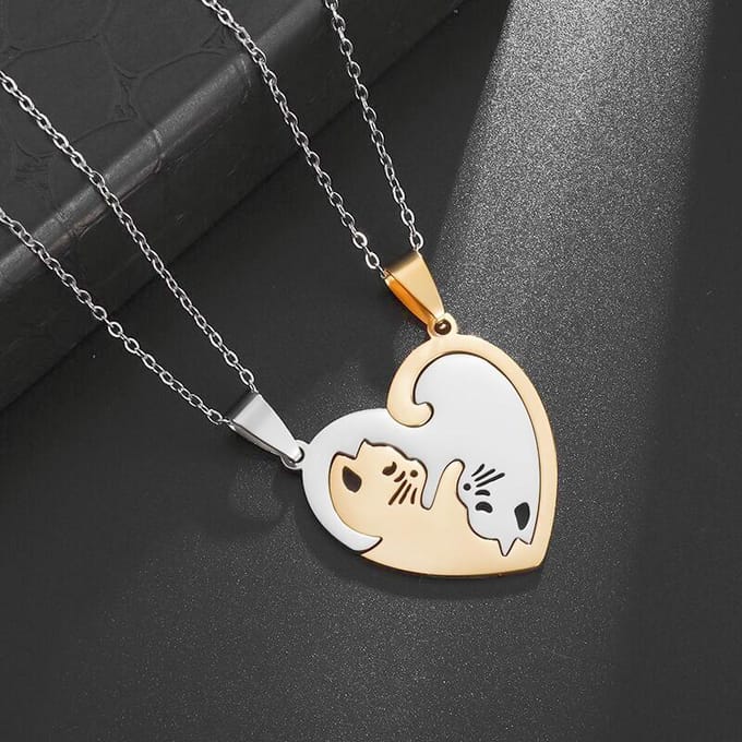 Nieuwe Mode Gothic Punk Schattige Kat Hart Hanger Ketting