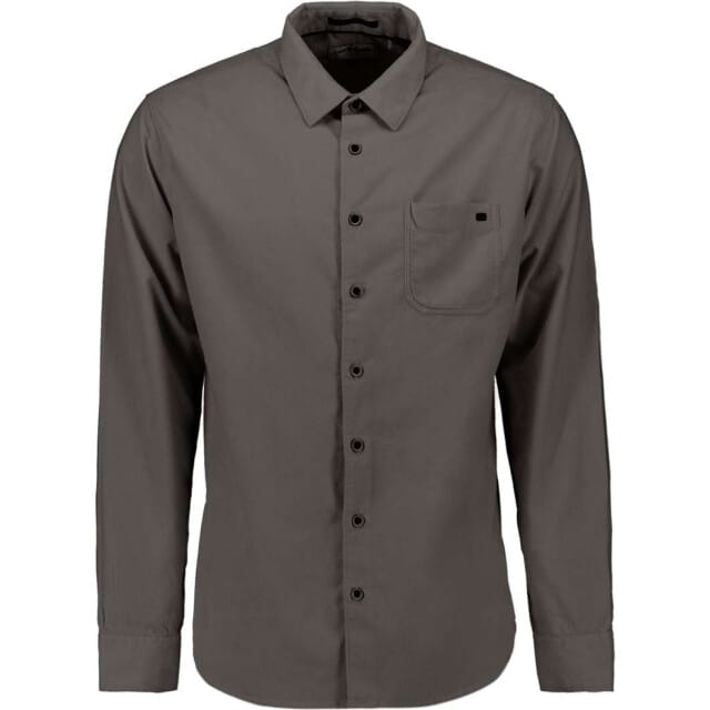 No Excess Shirt solid fine herringbone dark clay