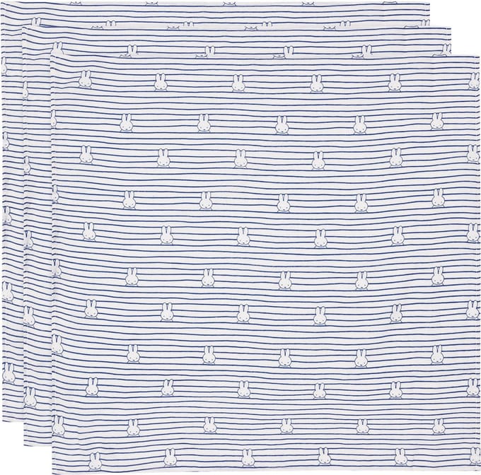 Jollein x Nijntje Hydrofiele Doek Small - 70x70cm - Miffy Stripe - Navy - 3 Stuks
