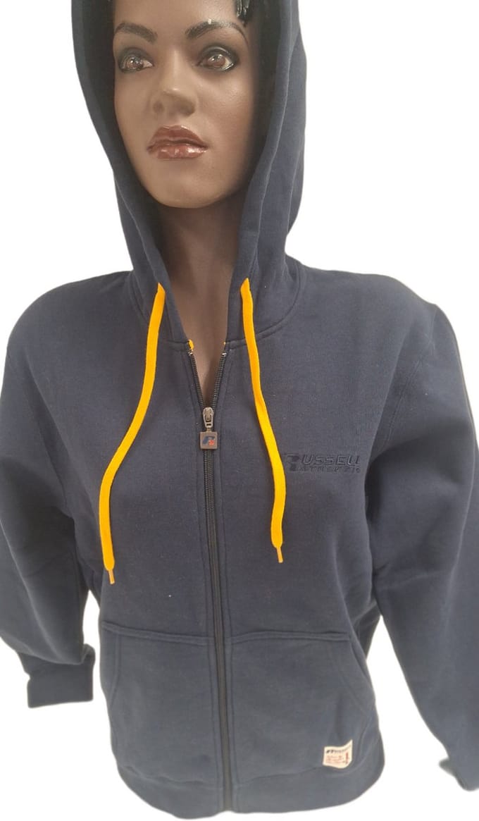 RUSSELL ATHLETIC/ HOODY/ LONG ZIPPER / NAVY- XS