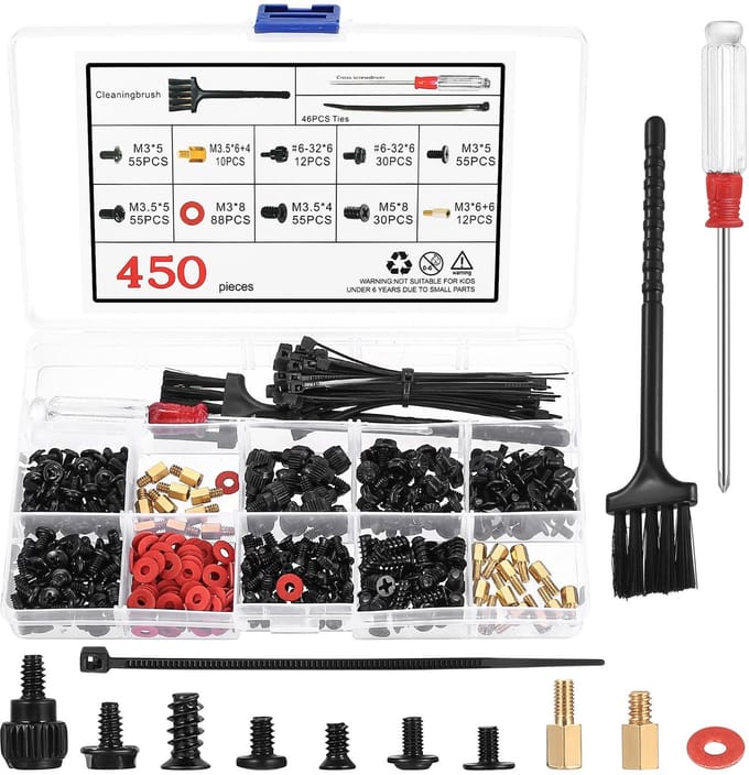 Unyqoos® Uitgebreide 450-delige schroevenset voor computerreparaties en assemblage