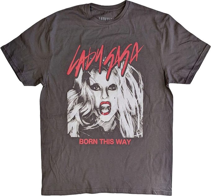 Lady Gaga - Born This Way Photo Heren T-shirt - M - Grijs