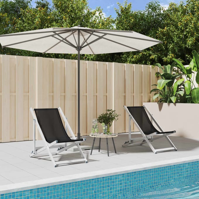 vidaXL - Opklapbare - stoelen, - 2 - stuks, - zwart - aluminium - en - textilene.