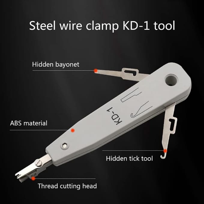 Netwerk Punch Tool - Telecom Installatie Gereedschap - Kabel Installatie - Precisie Draad Plaatsing - Compact Ontwerp - Grijs