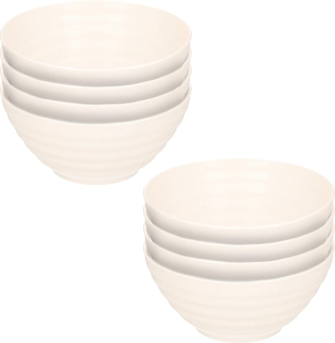 Plasticforte Schaaltjes - 8x - ivoor wit - kunststof - 14 x 6.5 cm - kommen