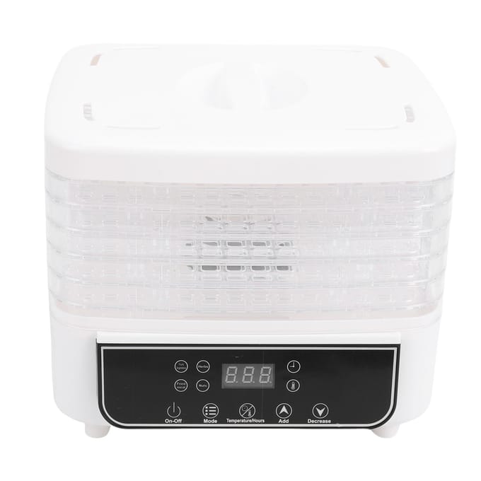 Voedseldroger 160W Touch Control Instelbare Temperatuur Timer 6 Lades Elektrische Voedseldroger Machine voor Vlees Fruit L white