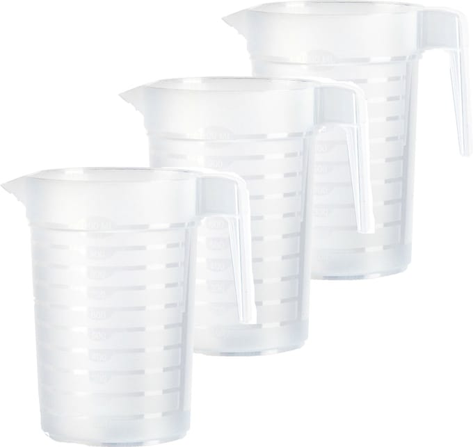 Plastcforte Waterkan/schenkkan - 3x - transparant - 1000 ML - kunststof