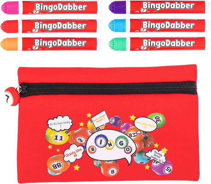 Bingo Dabber Set - Opbergtas Dabbers - Bingo Avond - Niet-druppelende Inkt - Compacte Opslag - Rood