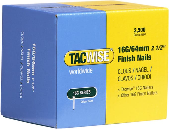Tacwise afbouwnagel maat 16 - Nagel voor tacker - 64 mm - Gegalvaniseerd - 2500 stuks