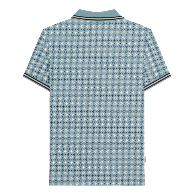 Lambretta Heren SS25 Geometric Poloshirt (Rookblauw)