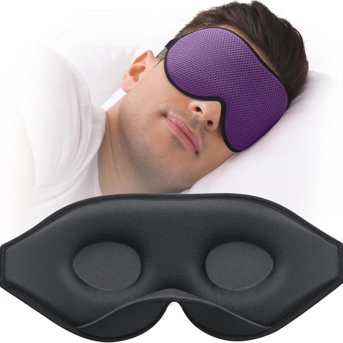 Oogmasker voor in de slaap - 3D Voorgevormd, Blokkerend Licht, Verstelbare Riem
