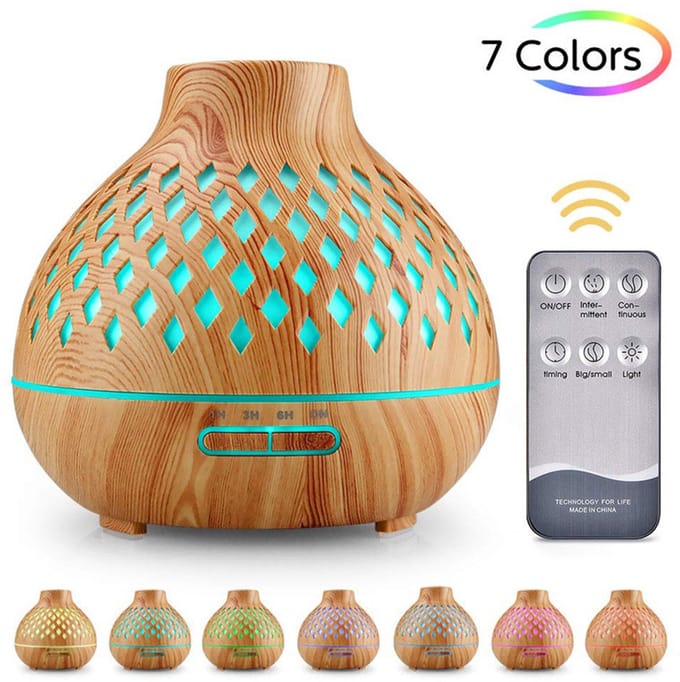Aroma diffuser - Aroma diffuser luchtbevochtiger - Luchtbevochtiger slaapkamer - Bureau-luchtbevochtiger - Sfeerverlichting binnen - 400 ml - Hout - Kunststof