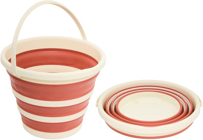 5Five Emmer - 2x - 10L - rood - PP - opvouwbaar - 32 x 32 x 32 cm - flexibel - schoonmaken