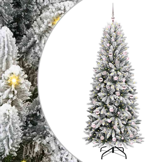 vidaXL - Kunstkerstboom - Wit - 210 - cm - PVC - en - plastic - en - staal - en - PE
