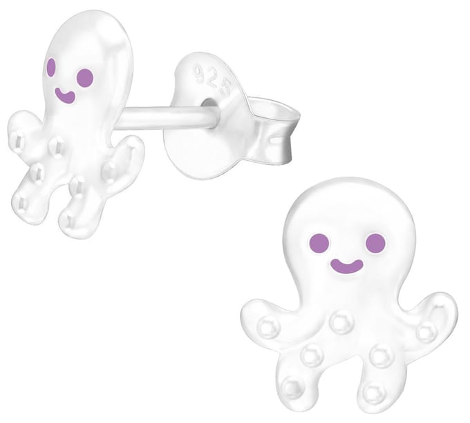 Joy|S - Zilveren octopus oorbellen - 7 x 8 mm - kinderoorbellen