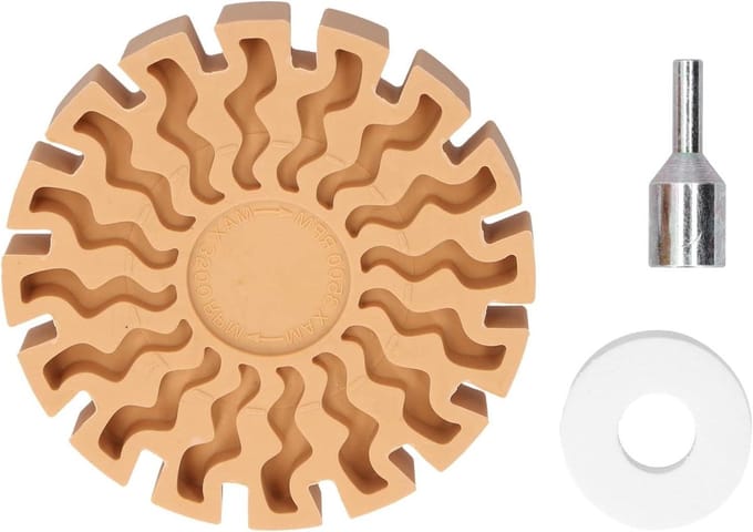 Stickerverwijderaar Set - Gumwiel Verwijderaar - Voertuig Reinigen - Efficiënt Groefontwerp - 100 mm Diameter - Grijs