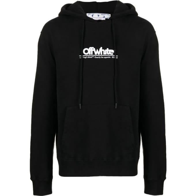 Off-White-Jersey Kapuzen en zwart met logo geklodeerd en vorm van paso schmaler