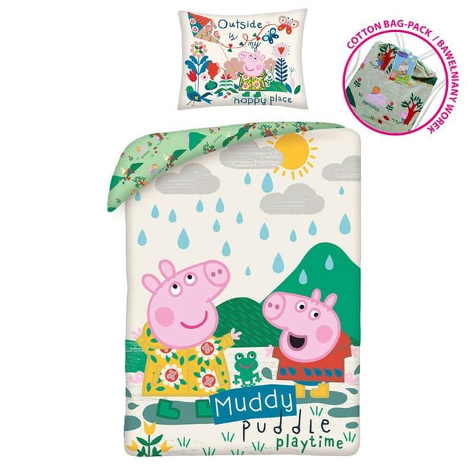 Peppa Pig Dekbedovertrek Muddy 140 x 200 cm katoen