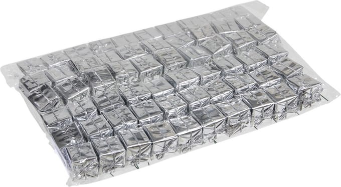 Prikkers 60x - mini cadeautjes - zilver - 2,5 cm - Kerstversiering - kerststukjes