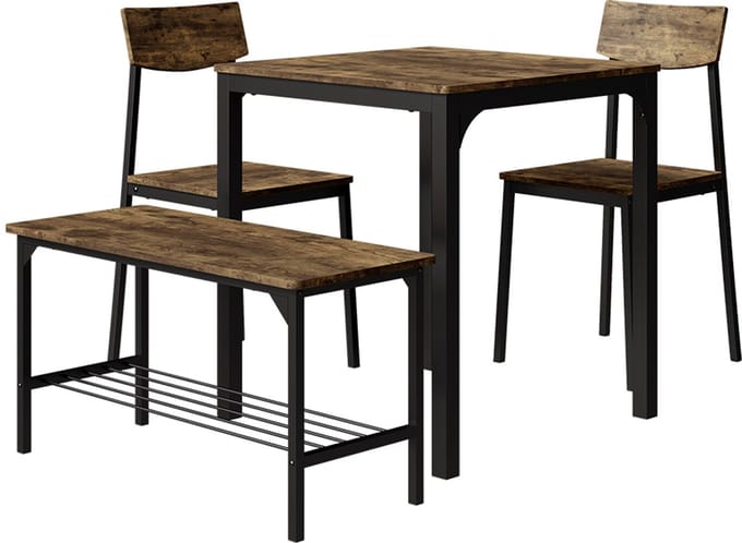 Vicco Fyrk Eettafelset – 70 x 70 cm 4 delen Zwart/eiken rustiek