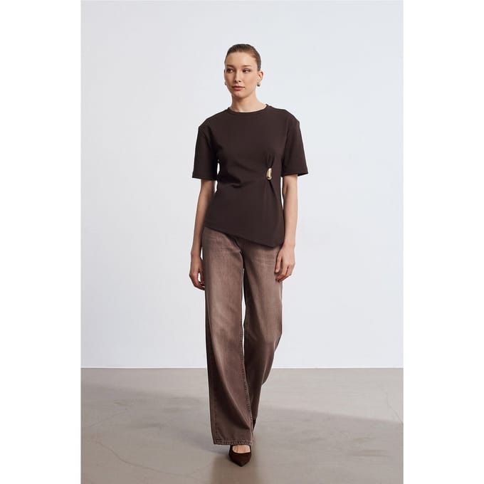 Dames T-shirt met ronde hals en korte mouwen