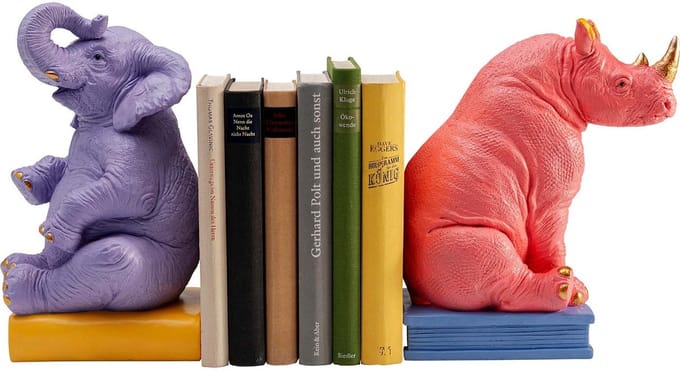 Boekensteun olifant en neushoorn (2/Set) Kare Design