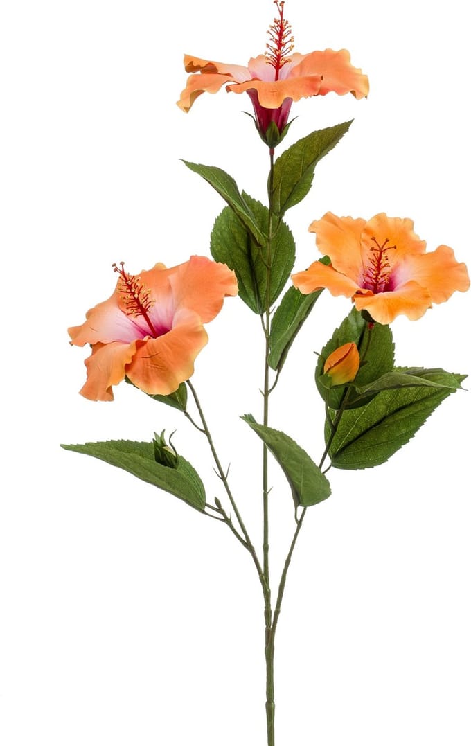 Emerald - Kunstbloem Hibiscus 82cm licht oranje - Kunstplant voor binnen