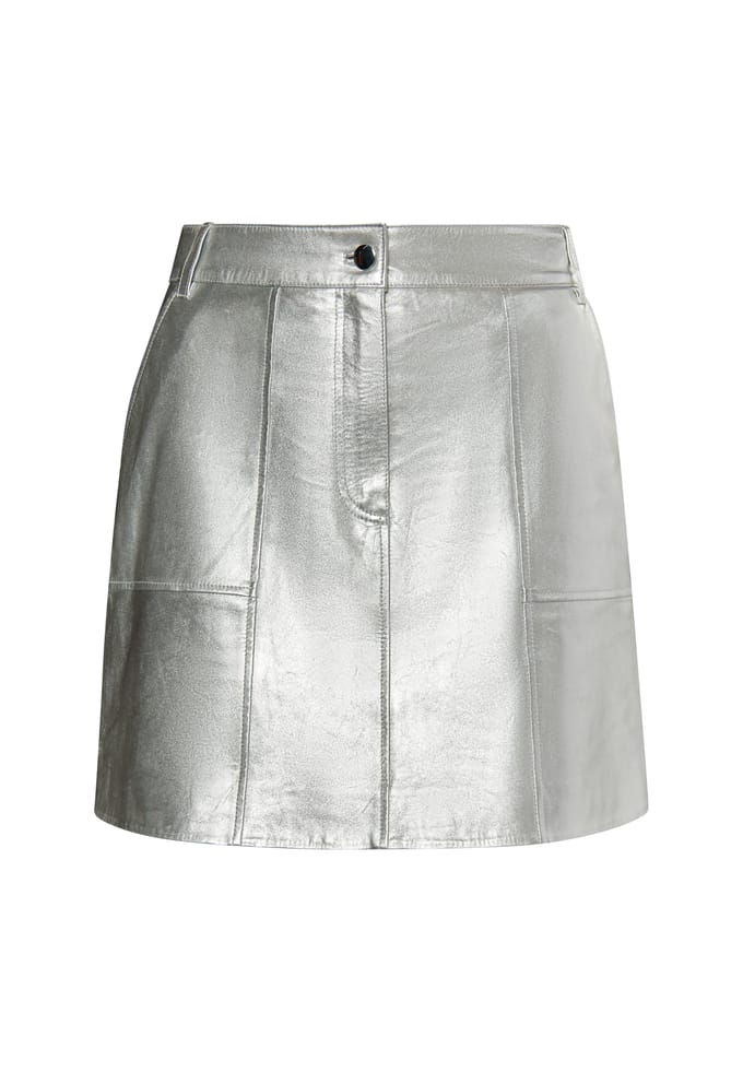 Faina Leren rok Dames zilver