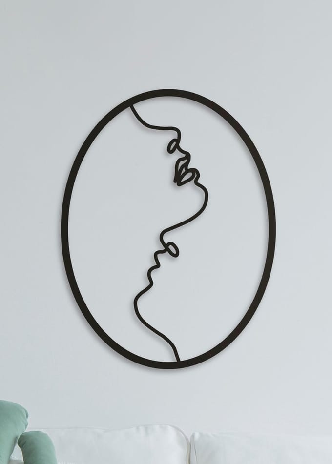 Wanddecoratie | Couple in oval - L (46x60cm)