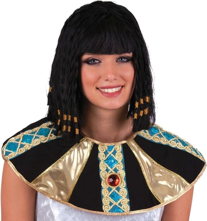 Pruik Cleopatra met vlechten zwart