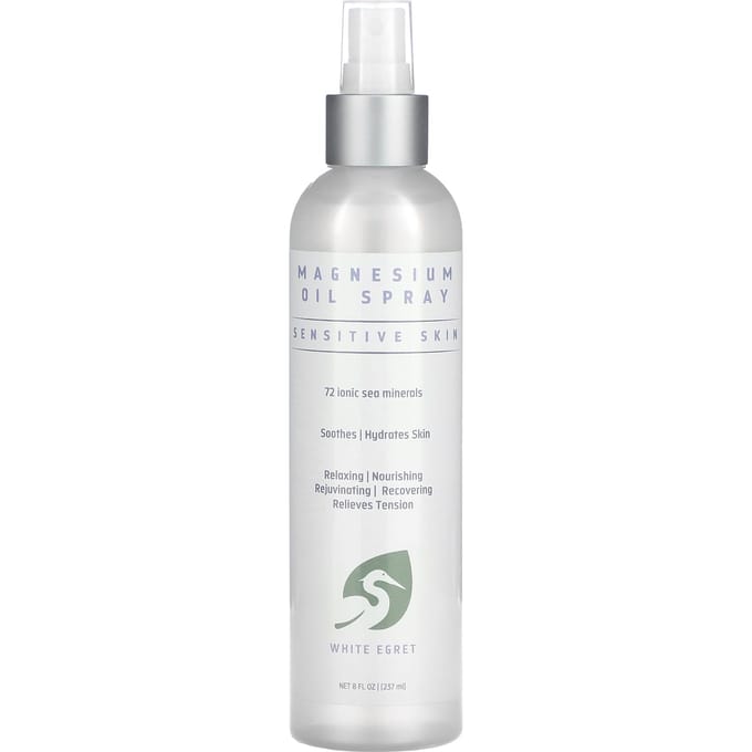 White Egret Persoonlijke Verzorging, Magnesiumolie, Gevoelige Huid, 8 fl oz (257 ml) white
