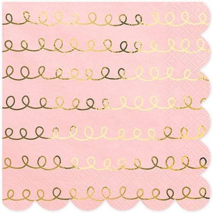 PartyDeco - Servetten - Pink Swirl Gold (20 stuks)