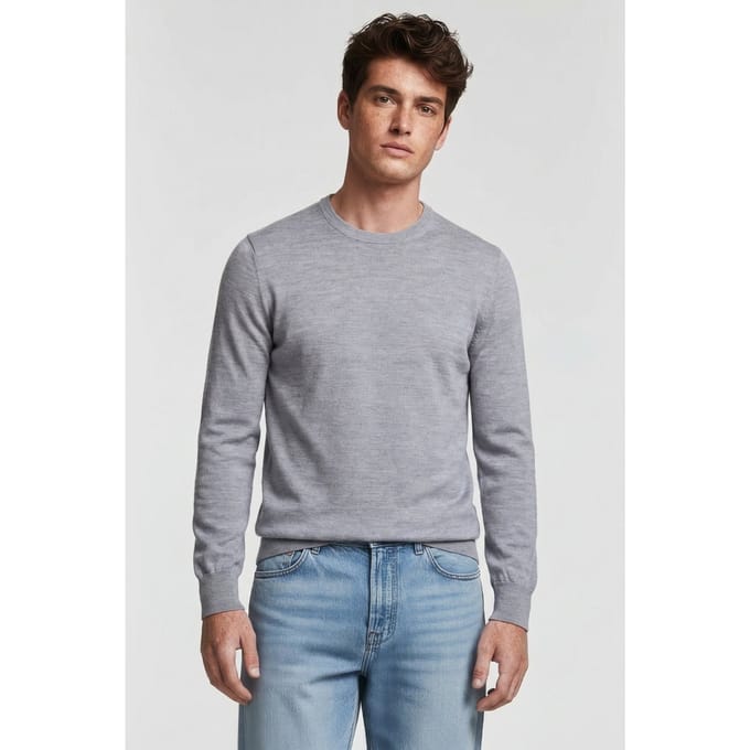 Brooks Brothers Merino Wool Crew-neck Sweater Mid Grey Größe: M | Pullover Outlet | Herren | Grau
