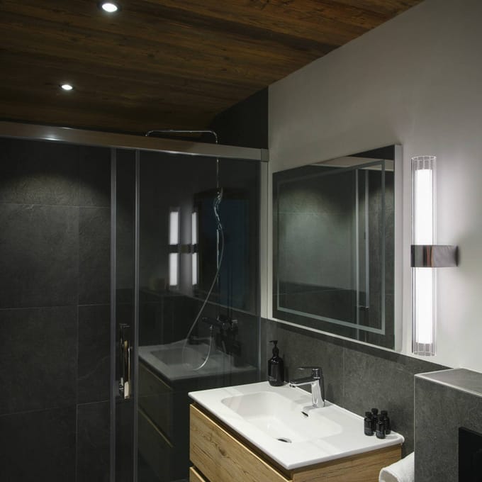 SLV LED badkamer wandlamp Lygant double, chroom, aluminium