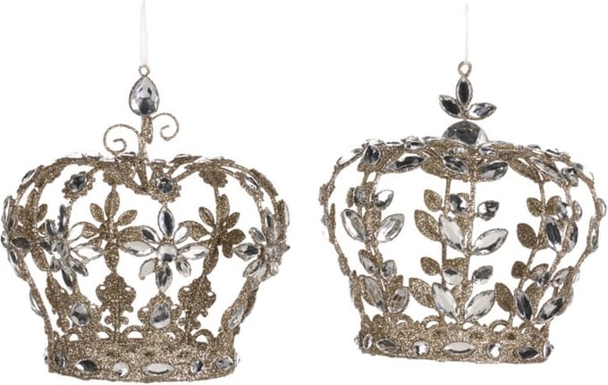 Goodwill Kerstbal-Jewel-Kroon-Piek Champagne 19 cm LET OP Prijs Per Stuk