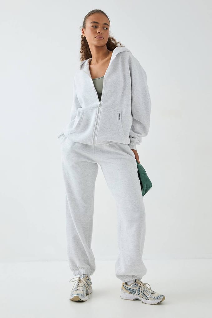 Dames Dsgn Studio Petite Oversized Jogger Met Omgeslagen Boord | Asgrijs | Maat: Medium