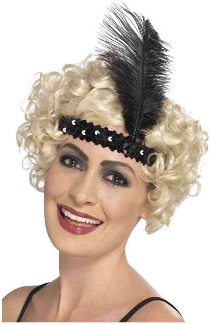 Smiffys - Hoofdband - Charleston - Met veer - Zwart