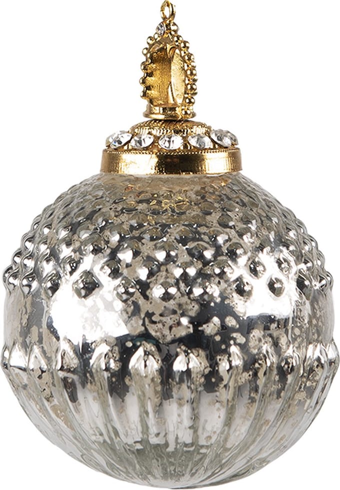 Clayre & Eef Kerstbal Overig Ø 7 cm Zilverkleurig Glas Kerstballen