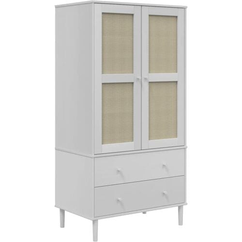 vidaXL - Kledingkast - SENJA - 90x55x175 - cm - rattan - look - grenenhout - wit