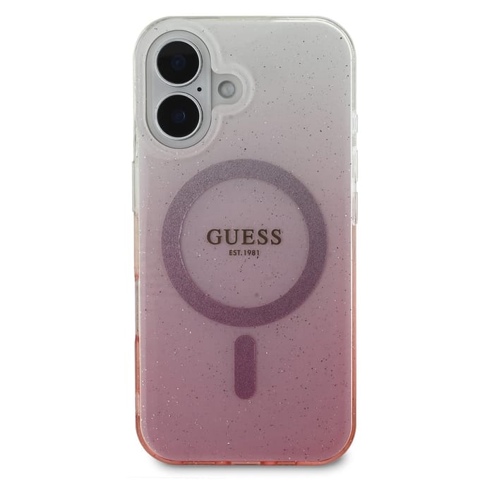 Guess geschikt voor MagSafe IML Glitter Gradient Case geschikt voor iPhone 16 - Pink