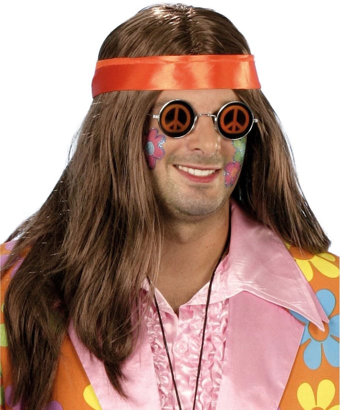 Pruik Hippy Brian - Bruin