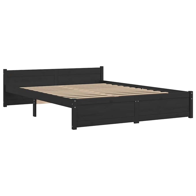 vidaXL - Bedframe - massief - hout - zwart - 140x190 - cm