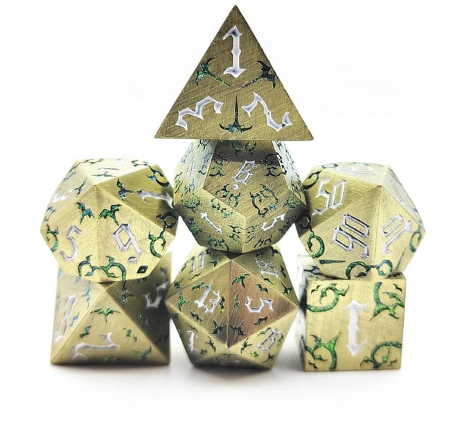 Lapi Toys - Metal dice - Metalen dobbelstenen - Dungeons and Dragons polydice - Goudkleurig