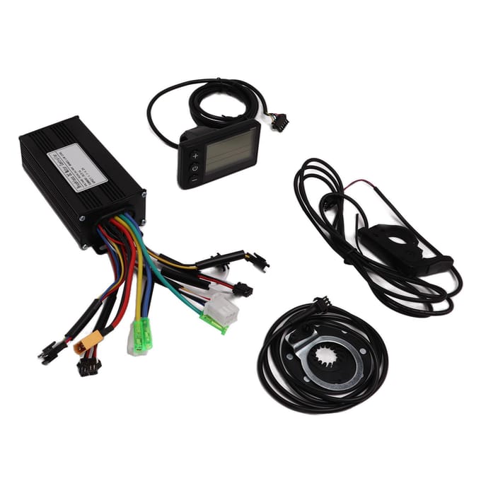 Kit de Conversion Vélo Électrique 3 Modes Contrôleur Sinusoïdal 9 Tubes Kit Capteur d'Assistance Électrique 8 Aimants 24V 36V 48V black