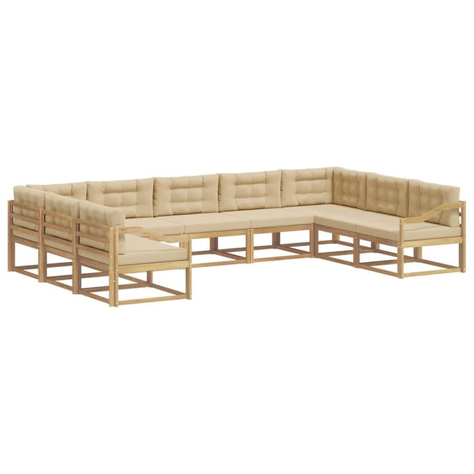 vidaXL - Buiten - bank - set - 9 - st - Wit - en - Beige