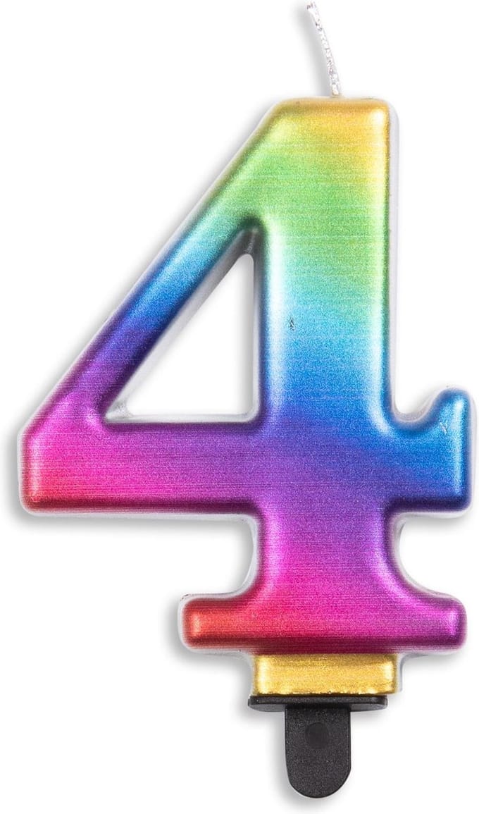 Wefiesta Cijferkaars 4 Metallic Rainbow 5,5 X 7,8 X 1,4 Cm Wax