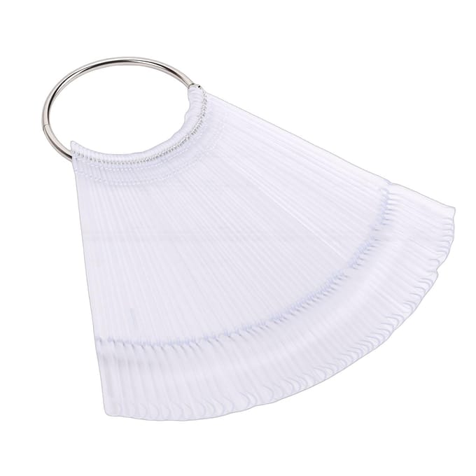 50 Stuks Nagellak Staaltjes Fan Vorm Clear Nagellak Kunst Display Samples met Metalen Ring white