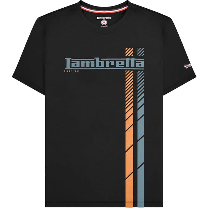 Lambretta Heren SS25 Racing Stripe T-shirt (Zwart)